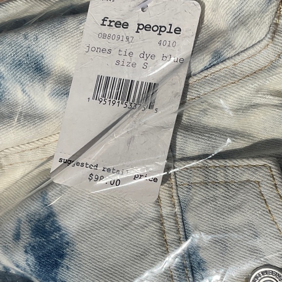 NWT Free People Rumors Denim Jacket Jones Tie Dye Blue Small OB809197 Festival - Picture 9 of 9